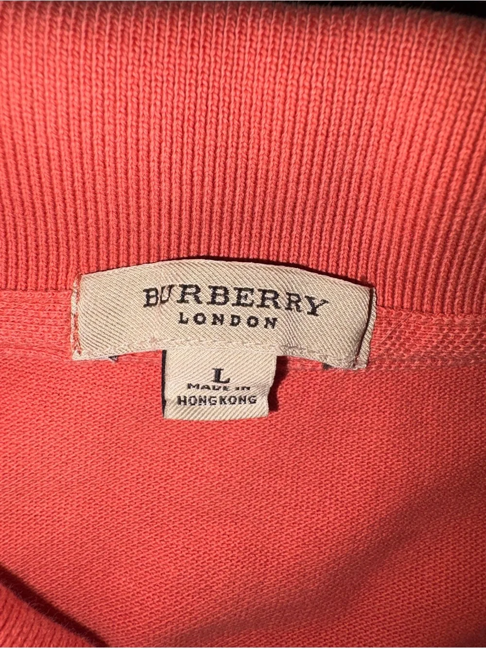 Burberry London Orange Cotton Polo Shirt Men’s Large Short Sleeve Classic